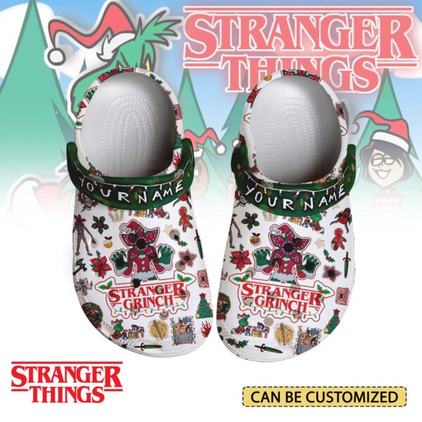 Footwearmerch Stranger Things x Grinch x Christmas Crocs Crocband Clogs Shoes Comfortable For Men Women and Kids