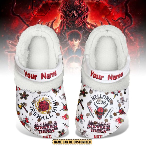 Footwearmerch Stranger Things TV Series Crocs Crocband Fleece Lined Clogs Shoes Comfortable For Men Women and Kids In Winter